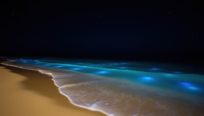 Bioluminescent Waves at Night