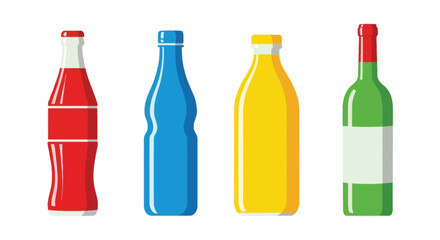 Colorful glass bottles in a row a simple vector illustration