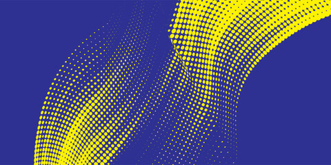 Abstract speed line style blue halftone banner design template. kuning and blue halftone dot pattern with grunge texture. Sporty style white and black dot pop art comic, Eps 10.