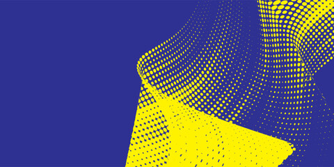 Abstract speed line style blue halftone banner design template. kuning and blue halftone dot pattern with grunge texture. Sporty style white and black dot pop art comic, Eps 10, Modern.