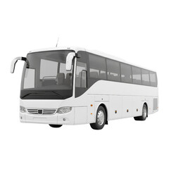 Pristine white coach bus rendered on clear space showcasing modern design and transport innovation