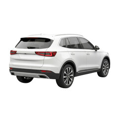 Sleek white crossover vehicle showcasing modern design elements on transparent canvas minimal