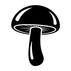 Mushroom Icon – Black Minimal Vegetable Vector