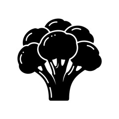Broccoli Icon – Black Solid Minimal Food Vector
