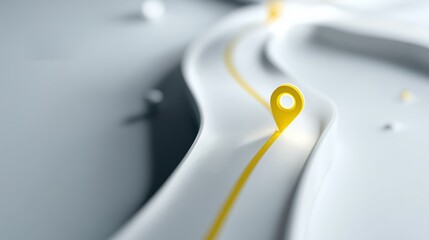 Marqueur de géolocalisation jaune sur carte routière avec lignes