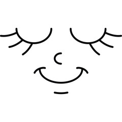 Simple Line Drawing Of A Happy Face With Closed Eyes And A Smile On A Transparent Background
