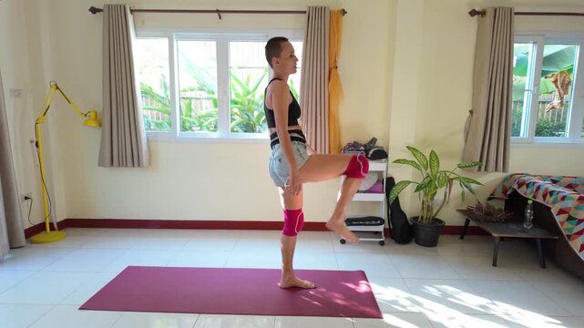 Girl Stretching and Warming Up in Living Room for Dance