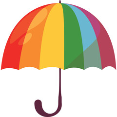 Vibrant rainbow umbrella with scalloped edges offers protection against rain a symbol of diversity and inclusivity on a clear white background