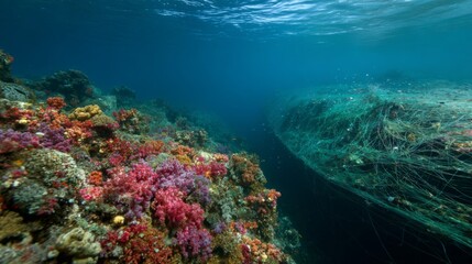 Obraz premium Colorful Coral Reef Beneath the Ocean Surface with Vibrant Marine Life and Rich Underwater Ecosystem