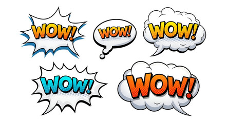 Comic Book Style Speech Bubbles with " WOW" Text