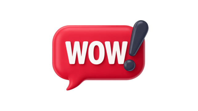 Wow! Speech bubble with exclamation point for a surprising announcement