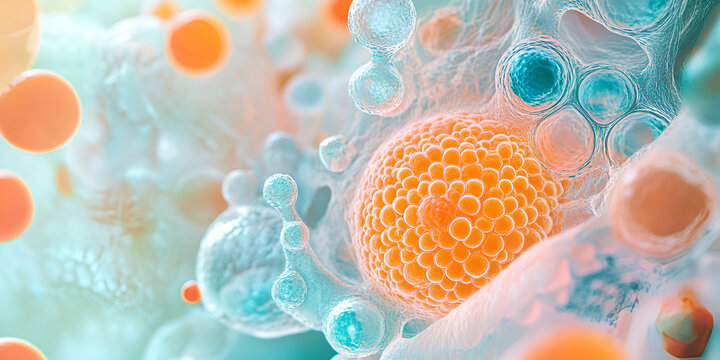 Microscopic Cell Detail, Abstract Cell Biology, 3D Cellular Structure
