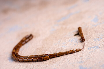 Amber prayer beads special concept macro shot. (Ottoman and Turkish amber and Bakelite)