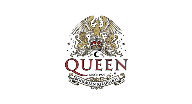 The iconic Queen logo featuring the band's name and the Bohemian Rhapsody subtitle, set against a white background.