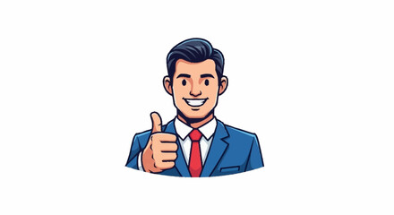 Successful businessman giving thumbs up, radiating confidence and positive vibes for motivational business concepts and achievements, modern design style