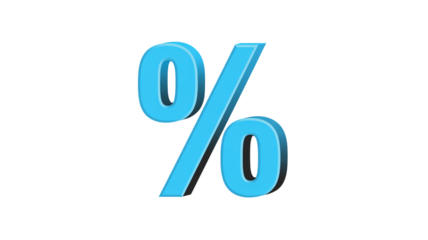 Bright blue percentage symbol offers great discount opportunities for sales