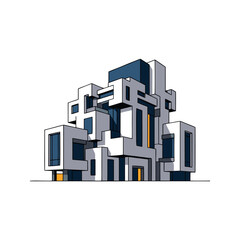 3d city building vector illustration 