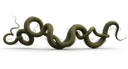 Twisted vine with tendrils on a white background.