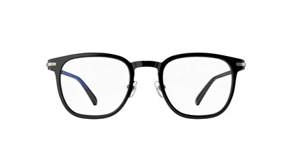 Modern black eyeglasses with clear lenses, sleek design for professional style