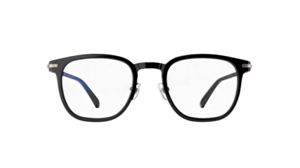 Modern black eyeglasses with clear lenses, sleek design for professional style