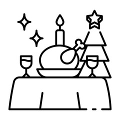 This Christmas Dinner icon is suitable for Christmas Party.