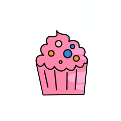 A sweet cupcake cartoon vector illustration isolated