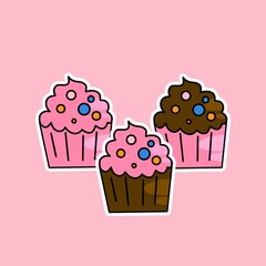 A sweet cupcakes cartoon vector illustration