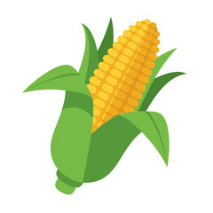 Corn Flat Icon – Colorful Flat Farm Vegetable Vector