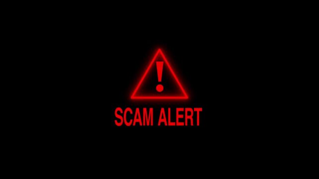 Scam alert symbol, showing digital scam fraud alert and spam alert risk template animation. Cybersecurity risks and system vulnerabilities digital data protection cyber threat prevention
