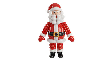 Fototapeta premium Festive figure crafted from beads, dressed in traditional red and white holiday attire.