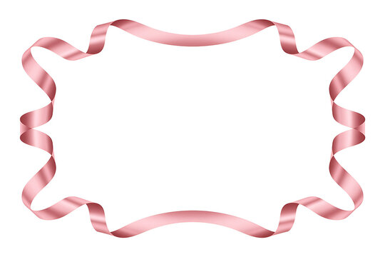 Elegant pink ribbon gracefully forms a decorative frame, conveying celebration and delicate beauty.