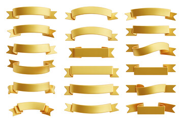 Golden ribbons in various shapes and sizes, conveying celebration, achievement, and recognition.