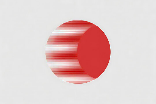 Bold red circle with horizontal lines, evoking movement and a sense of dynamic energy.