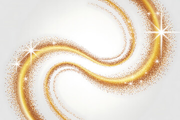 Golden swirling ribbons with sparkling highlights create a magical, ethereal, and luminous effect.