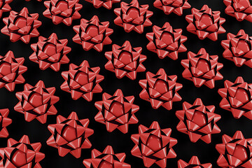 Vibrant red starbursts densely arranged against a dark background, creating a striking pattern.