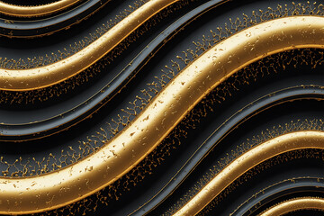 Elegant swirling patterns in black and gold, creating a luxurious, fluid, and textured design.