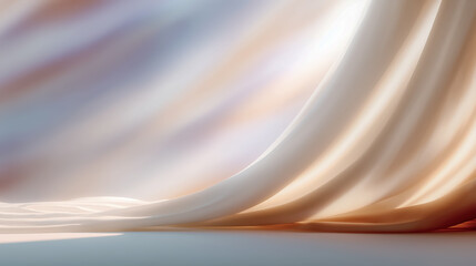 光が差し込む柔らかなドレープカーテンのパステルカラー抽象背景