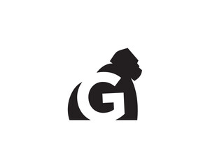 initial letter G gorilla logo design vector
