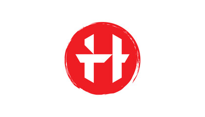 Creative Japanese Chinese Inspired Letter H Logo in cyrcle design template