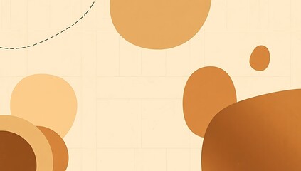 Contemporary abstract background with overlapping organic shapes in warm, earthy brown and beige tones.