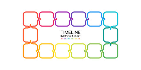Timeline infographics with 14 pieces. Business chain infographic. Process diagram presentation. Vector illustration.