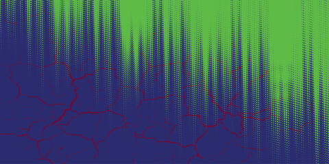 Abstract Sport Background with Green and Blue Brush Texture and Halftone Effect. Dirty Grunge Background