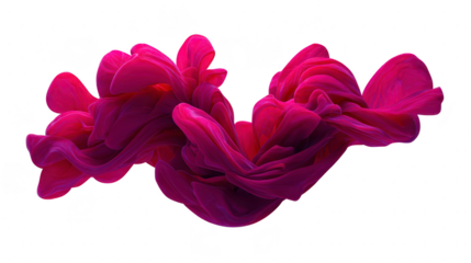 Vivid pink abstract wave, flowing fabric texture, dynamic movement, modern art, creative design, isolated on transparent background, energetic and elegant