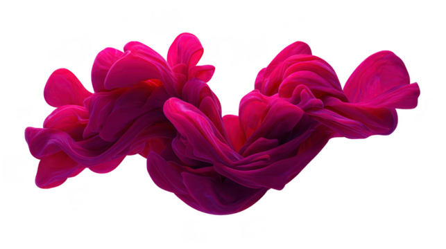 Vivid pink abstract wave, flowing fabric texture, dynamic movement, modern art, creative design, isolated on transparent background, energetic and elegant