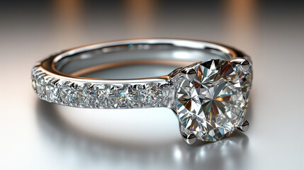 Elegant Diamond Engagement Ring with Clipping Path for Jewelry Design and Marketing
