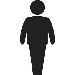 Simple Silhouette Icon of a Person Standing Facing Forward Against A Transparent White Background