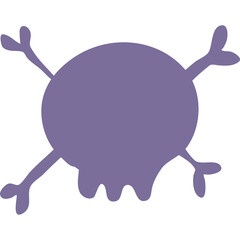 Simple Silhouette Icon of a Skull and Crossbones in Soft Lavender Purple Color Against a Transparent Background