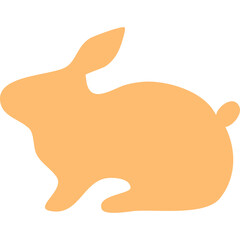 Simple Silhouette of a Light Orange Rabbit Sitting Down on a Transparent Background