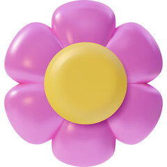 Simple Pink Flower With Yellow Center Isolated On White Background Simple And Clean Design