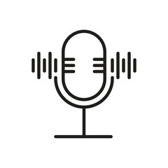 Minimal Microphone Icon with Sound Waves – Vector Audio Symbol